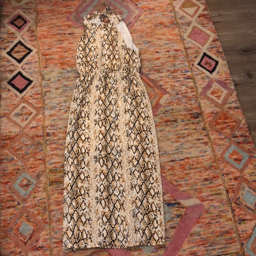 THML snakeskin maxi dress with tie halter - WORN ONCE!